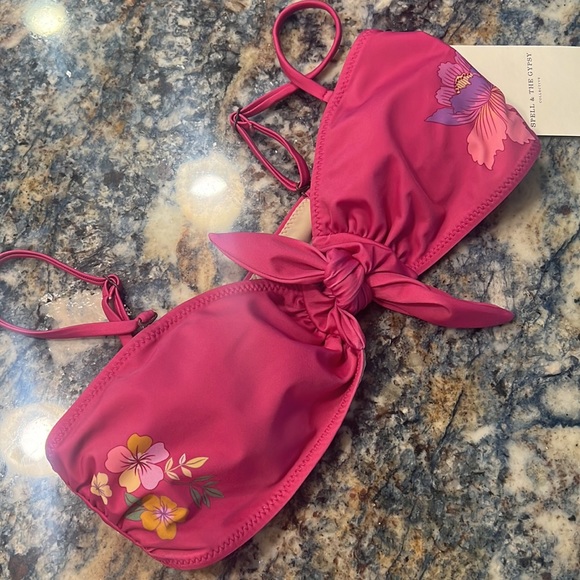 Spell & gypsy sample bikini top NWOT rare floral pink hibiscus - Picture 8 of 16